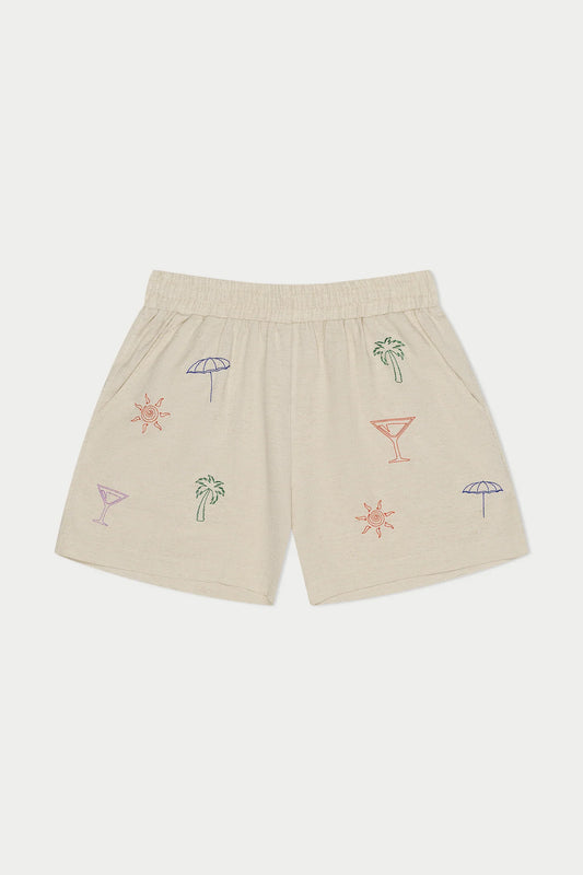 Marvans Palm Linen Shorts