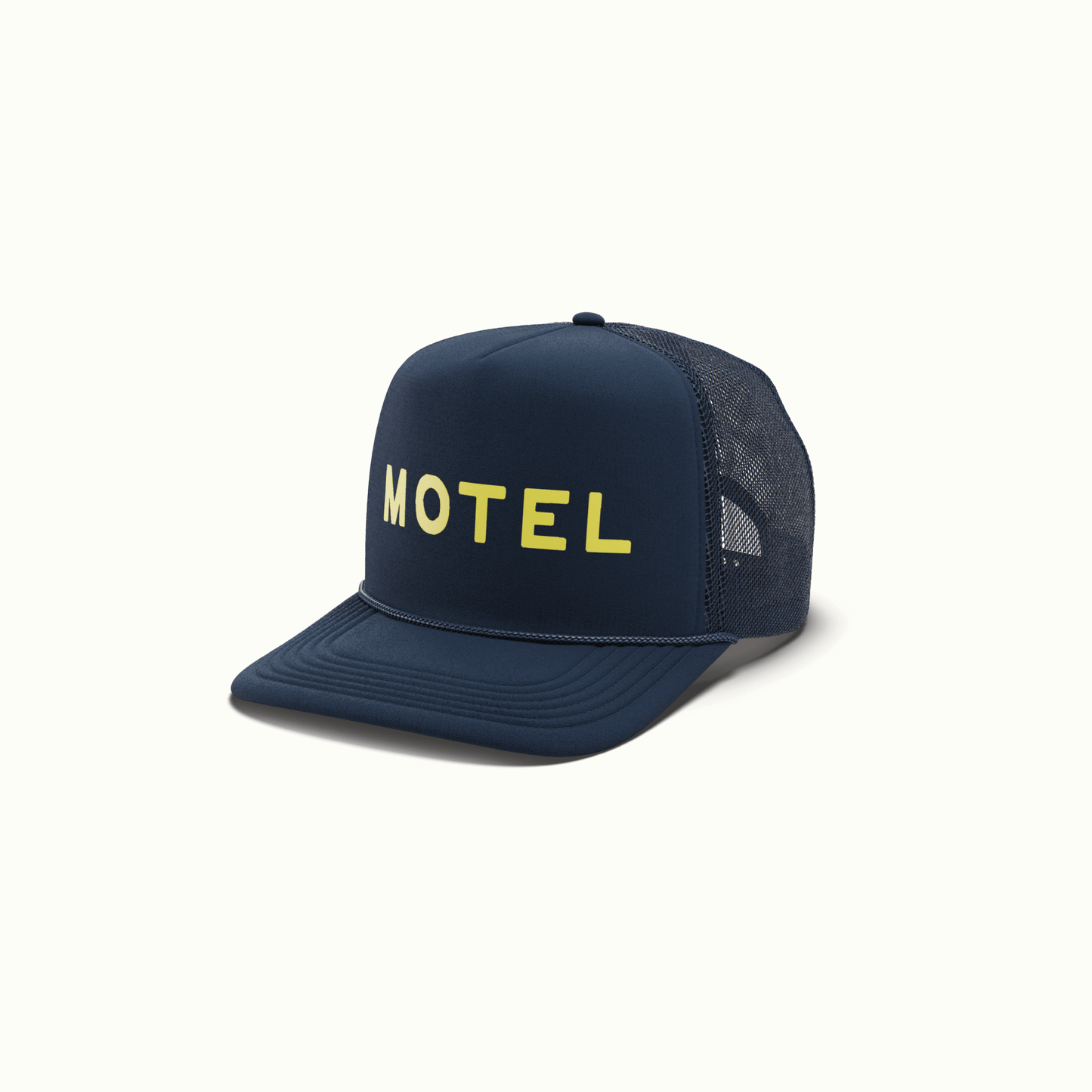 Navy MOTEL Trucker Hat by Nomada Deco
