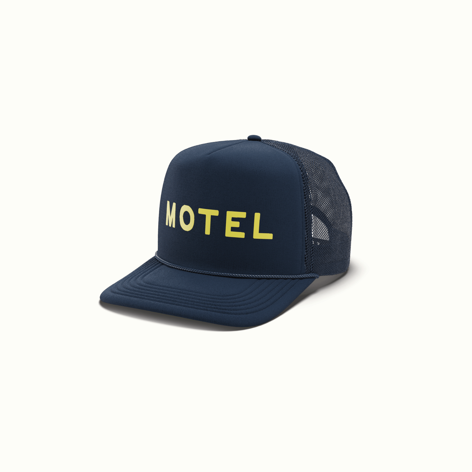 Navy MOTEL Trucker Hat by Nomada Deco